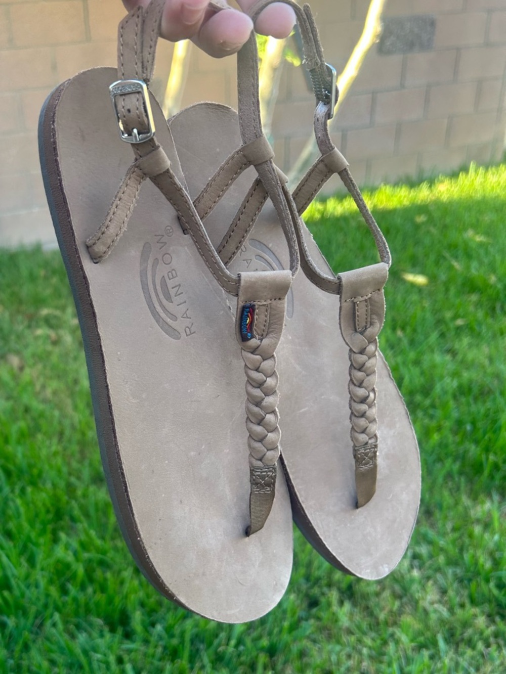 Rainbow Women’s Braided T-Strap Sandals - Brown